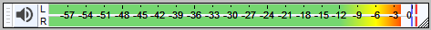 Playback Meter Toolbar in use, default size - click on the image to see this toolbar displayed in the default context of the upper tooldock layout