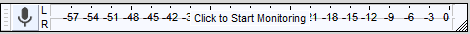 Recording Meter Toolbar inactive, default size - click on the image to see this toolbar displayed in the default context of the upper tooldock layout